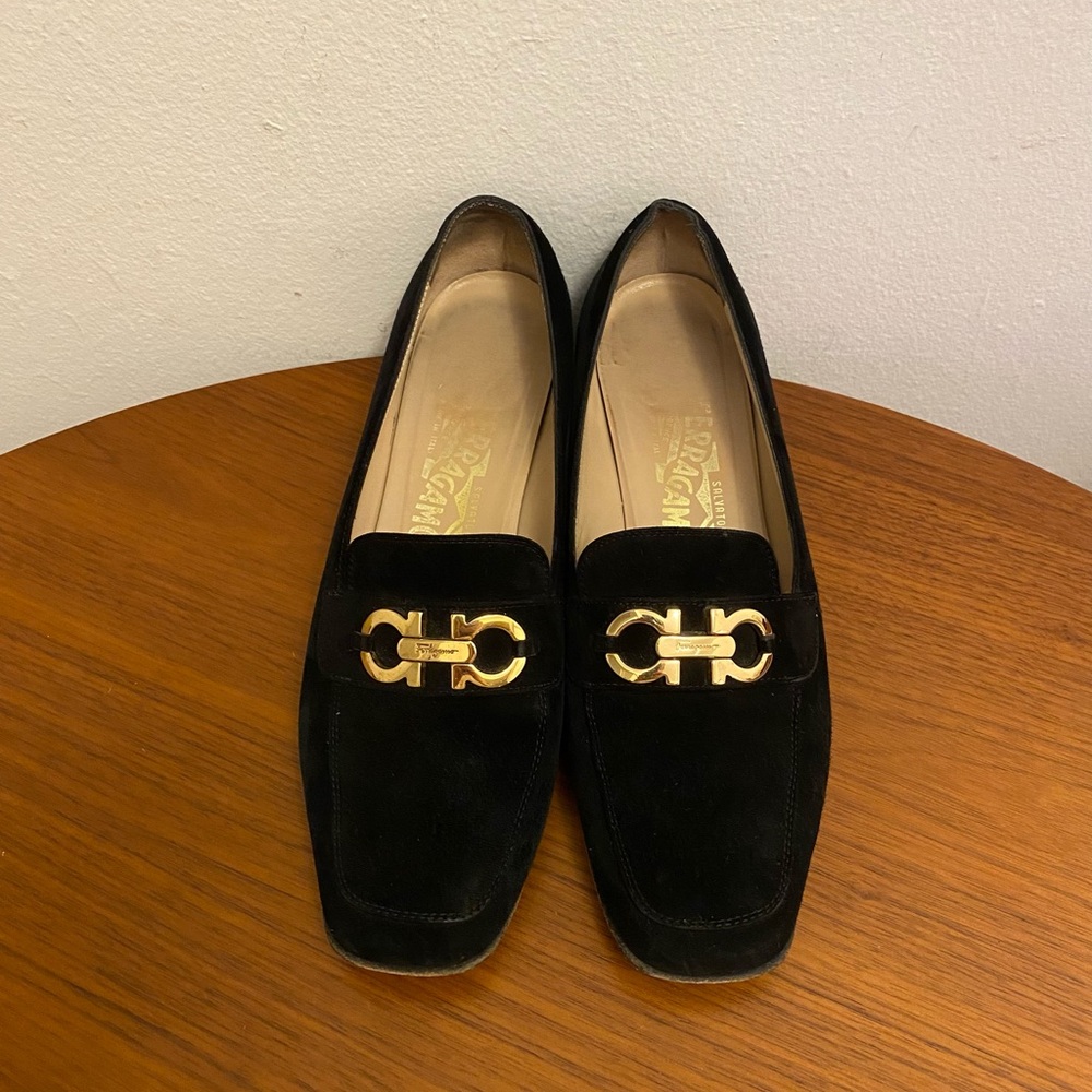 Ferragamo Gancini Suede Loafers